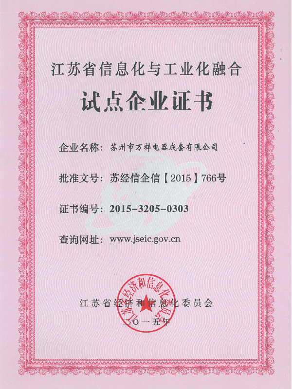 試點企業(yè)證書